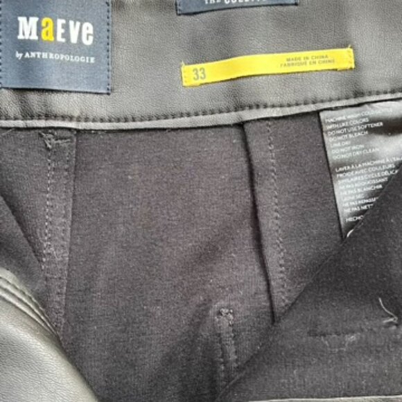 NWT Anthropologie Maeve Black Colettte Faux Leather Crop Pants Women's Size 33 - Picture 6 of 9